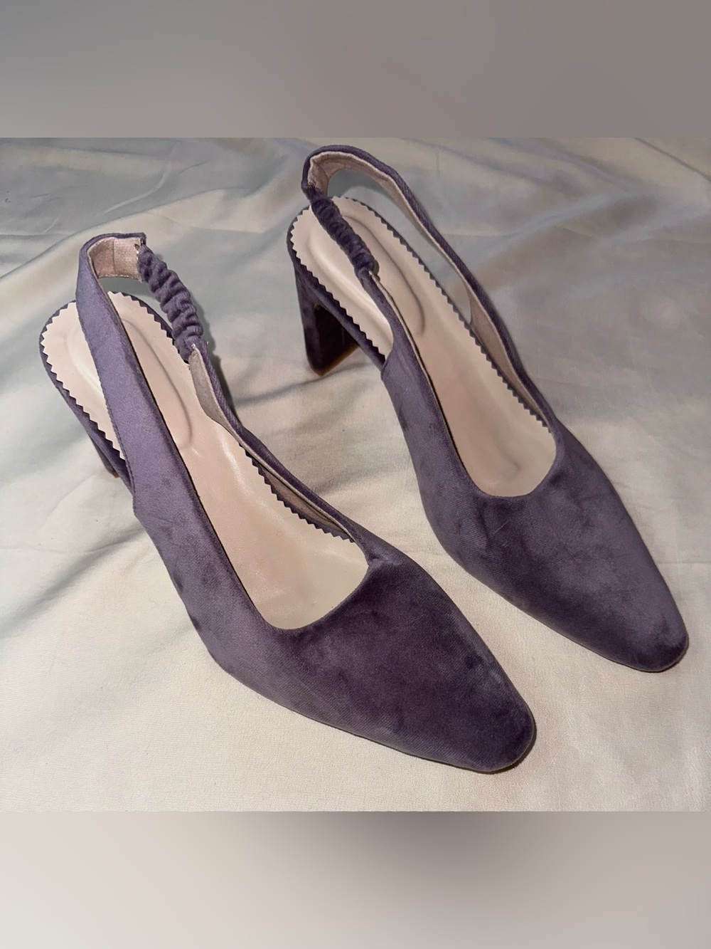 Handmade Lavender Suede Slingback Pumps Size 9